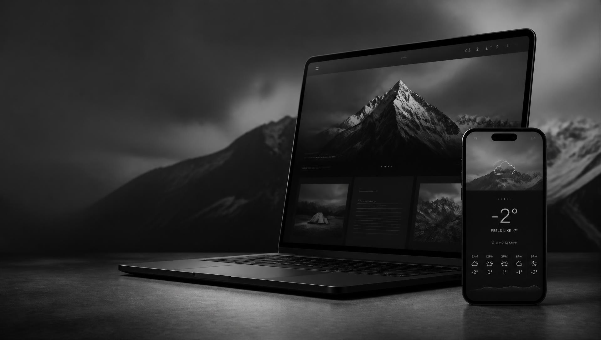 Laptop and smartphone displaying digital products